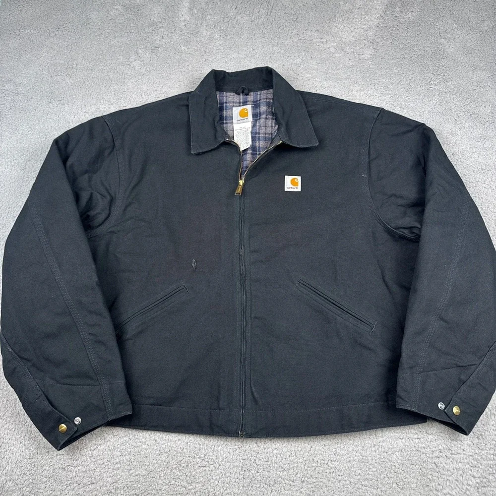 Vintage Carhartt Jacket Mens 2XL Black Detroit J200 BLK‎ Blanket Lined USA Union